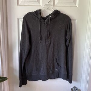 Calvin Klein Womens Hoodie Size Medium Grey Pullover Pouch Drawstring 1/4 Zip
